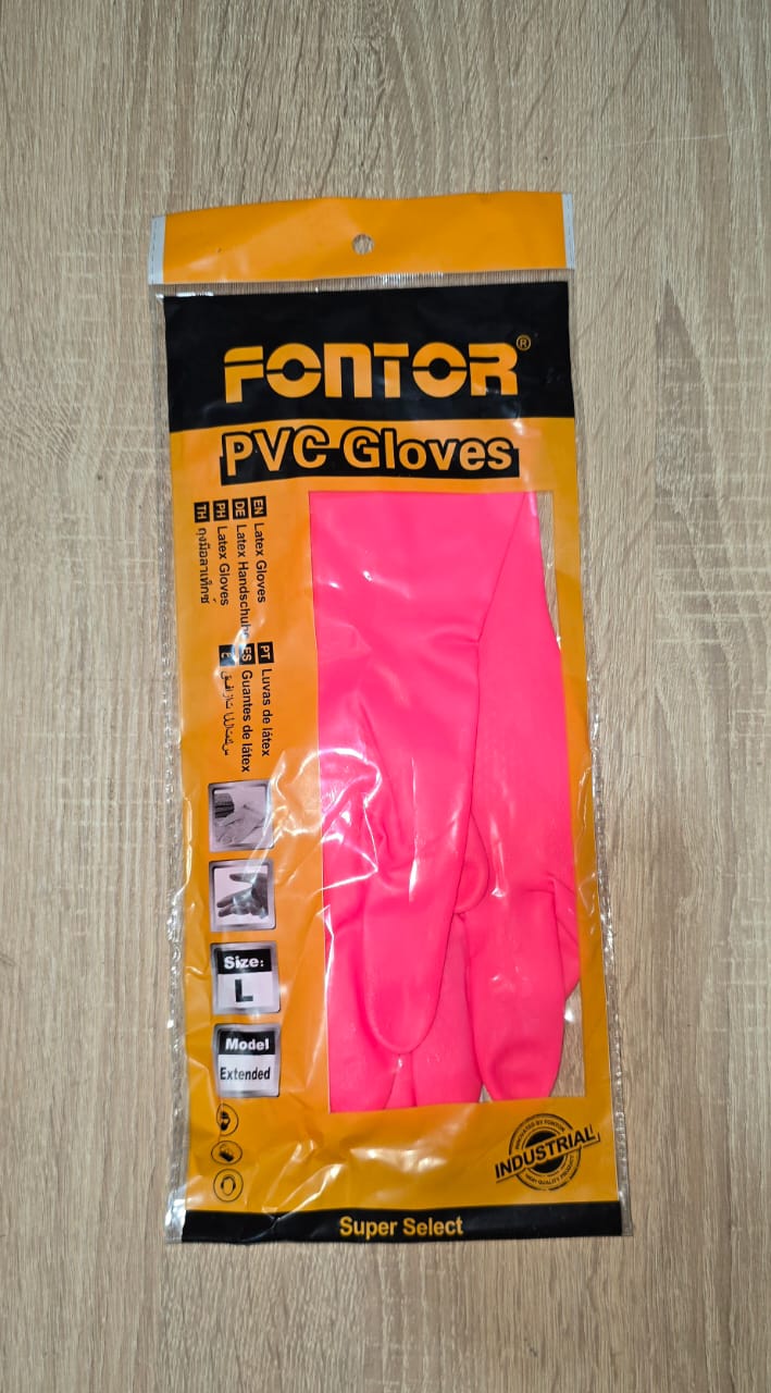 Fontor PVC industrial latex gloves, size L extended